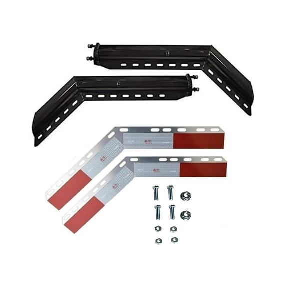 TORQUE Mud Flap Hanger for semi Trucks 2-1/2" Bolt Spacing 30" Black Set w/2 Aluminum Angled Reflectors,Spring Loaded, 45 Degree Angled, Heavy Duty,Right and Left Included (TRMFH405)