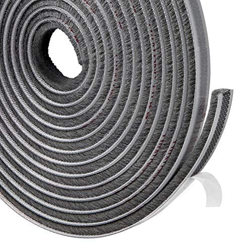 TORRAMI Felt Pile Weather Stripping 11/32 inch x 3/16 inch x 16 ft, Sliding Windows and Door Frame Side Brush Seal, Draft Stopper Soundproofing, Grey