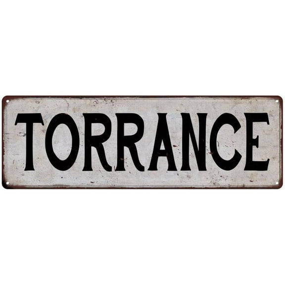 TORRANCE Vintage Look Rustic Metal 6x18 Sign City State 106180041206
