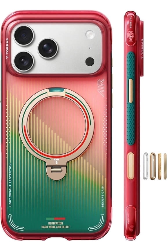 Q3 Air for iPhone 17 Pro 6.3", Official Portugal FPF Edition - Shockproof Phone Case with 360° Rotating Stand, Military-Grade Protection & Strong Magnetic Back, Glory Slash