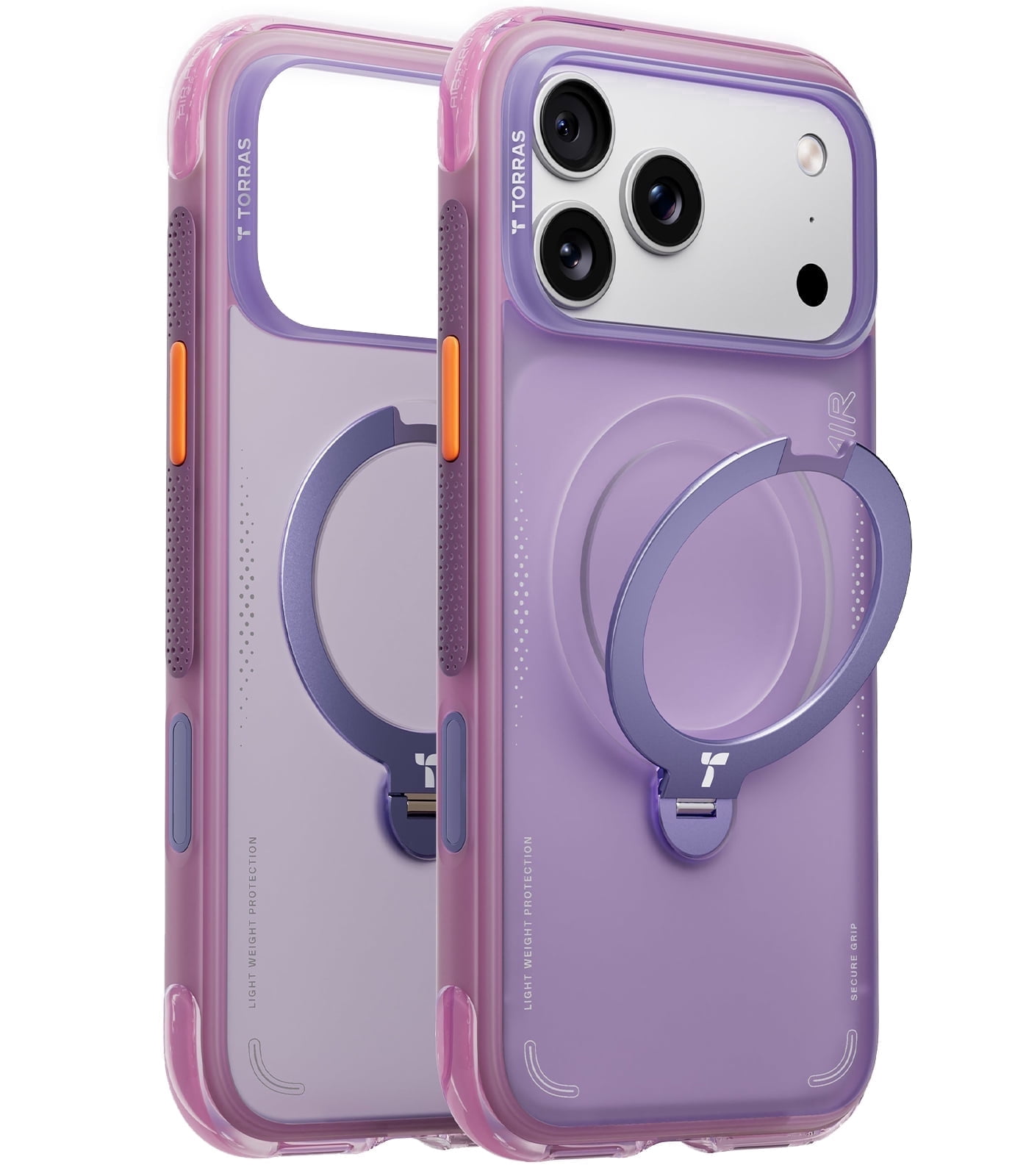 TORRAS Flagship 360 Click-Lock Rotating Stand Case for iPhone 17 Pro | Hardcore Air Cushion Tech | Mil-Grade Protection | Fit for MagSafe | Camera Control | Ostand Q3 Air 6.3" Midnight Aurora Purple