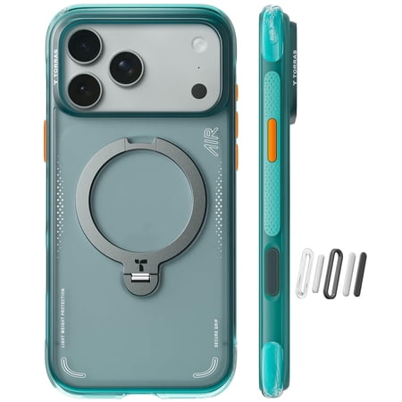 TORRAS Flagship Q3 Air for iPhone 17 Pro Max Case,Visible Airbag Drop Protection,Hardcore Air Cushion Tech ,Mil-Grade Protection,Fit for MagSafe,360 Rotating Stand Case ,6.9",Glacier Sprint