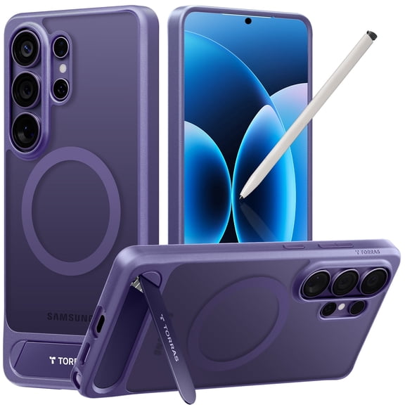 TORRAS Magnetic Case with Kickstand for Samsung Galaxy 2026 6.9, Strong MagSafe-Compatible Stand, Military-Grade Drop Protection,Purple