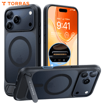 TORRAS Ostand L1 for iPhone 17 Pro Case, Military-Grade Drop Protection, MagSafe Compatible,Slim Translucent Matte Magnetic Cover, 6.3″,Black
