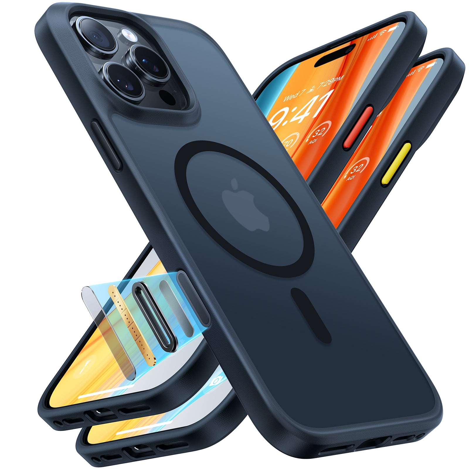 TORRAS Guardian Mag for iPhone 16 Pro Max Case, Shockproof,Military Grade Drop Protection, Compatible with MagSafe, Translucent Matte Slim Case ,6.9″,Black