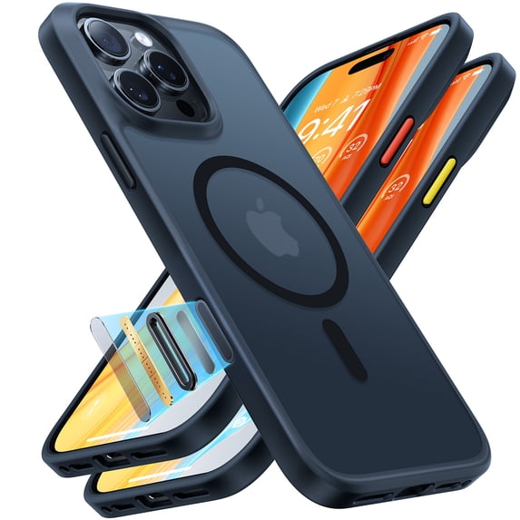 TORRAS Guardian Mag for iPhone 16 Pro Max Case, Shockproof,Military Grade Drop Protection, Compatible with MagSafe, Translucent Matte Slim Case ,6.9″,Black