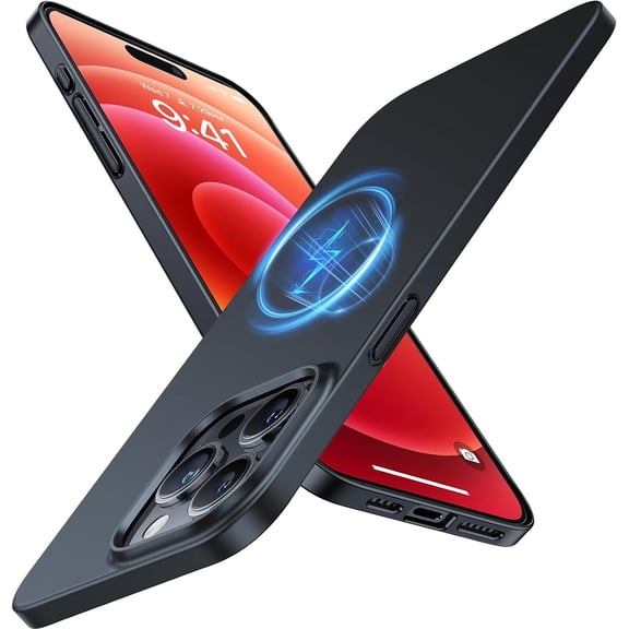 TORRAS Magnetic Slim-Fit for iPhone 15 Pro Max Case, Ultra-Thin ProMax Phone Case Compatible with MagSafe, Lightweight Anti-Scratch Matte Hard 6.7 inch OriginFit, Black
