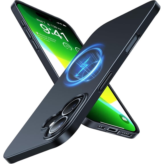 TORRAS Magnetic Slim-Fit for iPhone 16 Case 6.1 inch, Ultra-Thin Phone Compatible with MagSafe Case, Light Anti-Scratch Matte Hard PC Bayer OriginFit, Black