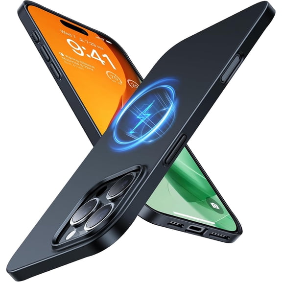 TORRAS Magnetic Slim Fit for iPhone 16 Pro Case, 6.3 inch, Ultra-Thin Case Compatible with MagSafe, Lightweight Matte Anti-Scratch Hard PC Cover Phone OriginFit, Black