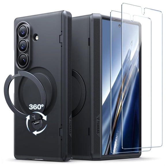TORRAS Q3 Spin Case for Samsung Galaxy Z Fold8 Ultra, 360 Magnetic Kickstand, Military-Grade Protection, Compatible with MagSafe, Black