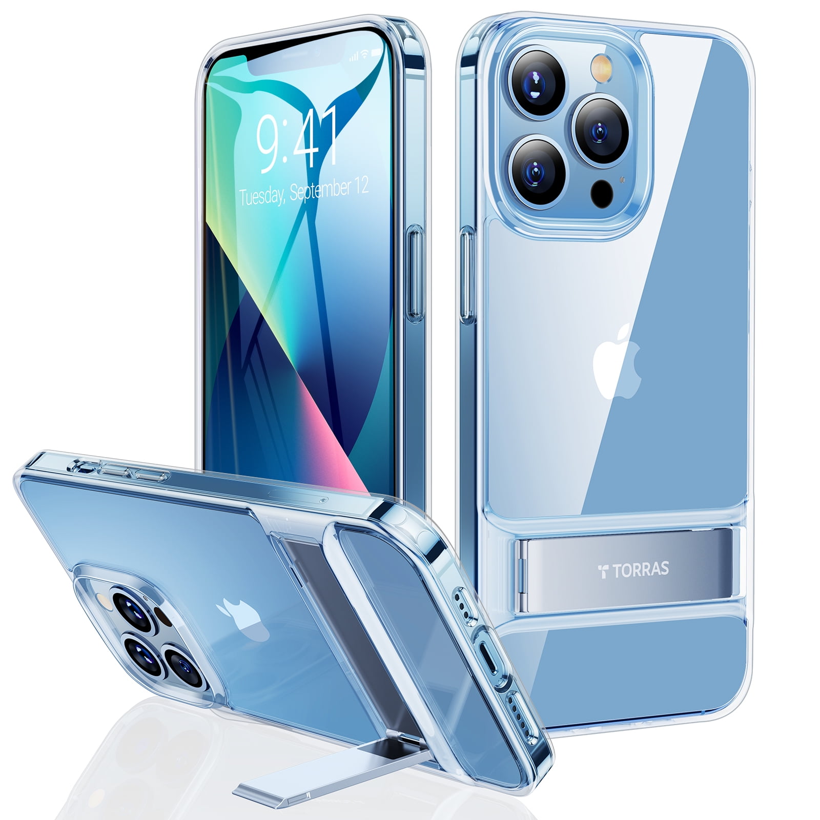  TORRAS MarsClimber for iPhone 13 Pro Max Case,[8X Military  Armor-Level Shockproof] [3 Stand Ways Kickstand] Translucent Stand Cover  Phone Cases for iPhone 13 Pro Max Case, Glacier Blue : Cell Phones