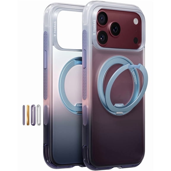 TORRAS O3 AIR Gradient Case for iPhone 18 Pro Max, MagSafe Compatible, 360° Rotating Stand, Burgundy Purple Haze