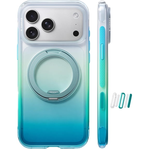 TORRAS O3 AIR Gradient Case for iPhone 18 Pro Max, MagSafe Compatible, 360° Rotating Stand, Glacier Aurora