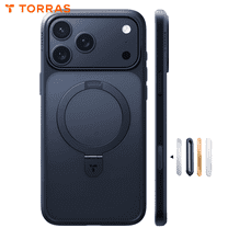 TORRAS Q1 Guardian for iPhone 17 Pro Max Case with Stand,Shockproof,12FT Drop Protection, Strong MagSafe,6.9″, Black