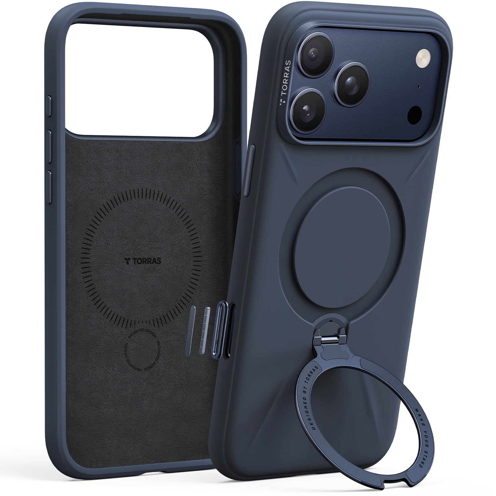 TORRAS Q3 Silicone 360 Spin for iPhone 17 Pro Case with Stand, Fit