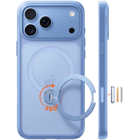TORRAS Q3 Spin Case for iPhone 18 Pro Max with 360° Rotating Stand, MagSafe Compatible, Glacier Blue