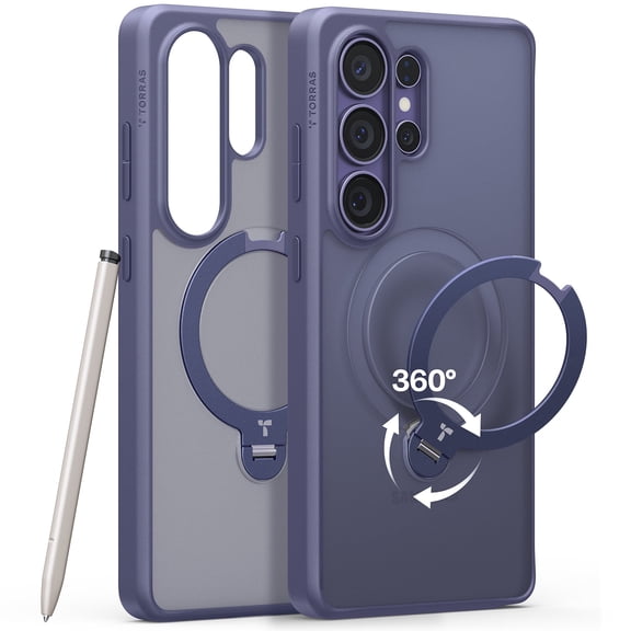 TORRAS 360 Spin Magnetic Stand for Samsung Galaxy S26 Ultra Case, Fit for Magsafe, Military Grade Slim Protective S26 Ultra Case with Kickstand & Ring Holder, Ostand Spin, Purple