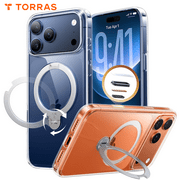 TORRAS Q3 Spin for iPhone 17 Pro Case, Patented 360 Magnetic Stand, Fit for MagSafe, Built-in Ring Holder Kickstand, Mil-Grade Protective Case for iPhone 17 Pro, Camera Control, Clear
