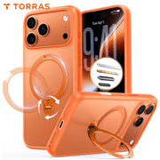 TORRAS Q3 Spin for iPhone 17 Pro Max Case with Camera Control Button, Wireless Charging Compatible, Shookproof Magnetic 360 Kickstand for 17 Pro Max Phone Case with Stand, Cosmic Orange