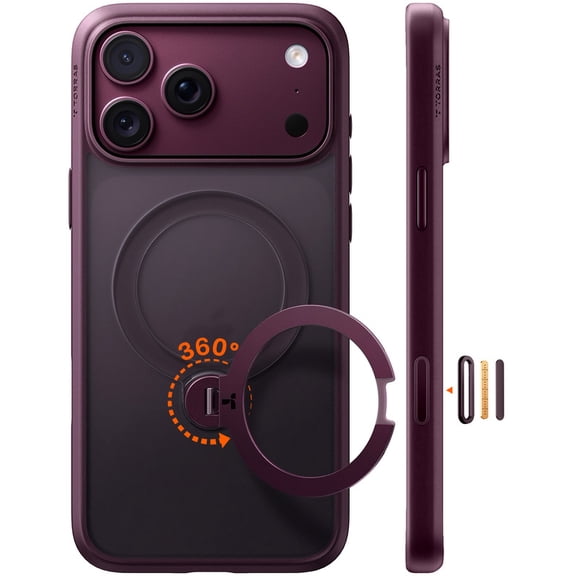 TORRAS Q3 Spin for iPhone 18 Pro Max Case, 360 Magnetic Stand, Fit for MagSafe, Camera Control, Built-in Kickstand, 4X Military-Grade Shockproof Slim Phone Case, Dusk Purple