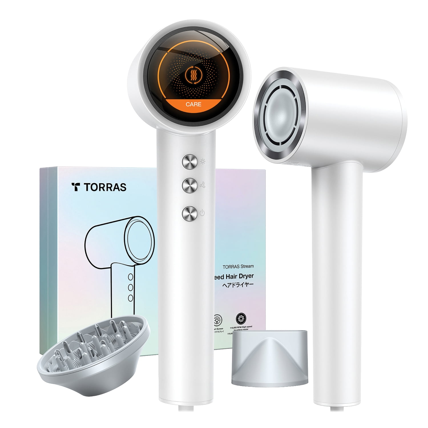 TORRAS Stream 1,600-Watt High-Speed Hair Dryer (White), X00HR2004 