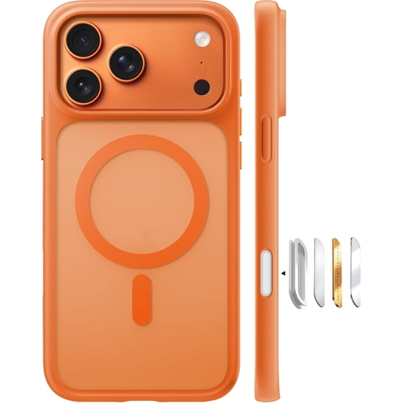 TORRAS Guardian Mag for iPhone 17 Pro Case, Stronger Magnetic & Shockproof,Fit for MagSafe, Military Grade Drop Protection, Camera Control, DIY Button,6.3″,Cosmic Orange