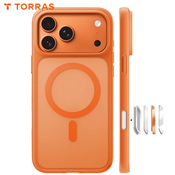 TORRAS Guardian Mag for iPhone 17 Pro Max Case, Stronger Magnetic & Shockproof,Fit for MagSafe, Military Grade Drop Protection, Camera Control, DIY Button,6.9″,Cosmic Orange
