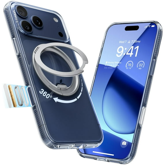 TORRAS O3 Fitness for iPhone 17 Pro Max Case, Fit for MagSafe with 360°Stand, Mil-Grade Protection, Camera Control, Translucent Slim, 6.9″,Clear