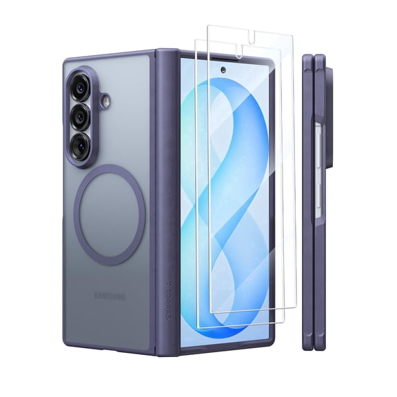 TORRAS Magnetic Hinge Protection Case for Samsung Galaxy Z Fold8 Ultra, Violet, 2 Screen Protectors Included