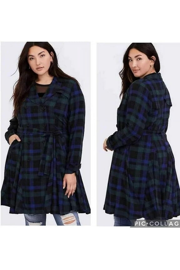 VESTIDO PATINADOR DE SARGA A CUADROS AZUL Y VERDE AJUSTADO Y VESTIDO GABARDINA size small