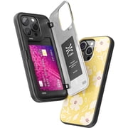 TORU CX HYBRID for iPhone 13 Pro Wallet Case | Dual Layer Slim Protective Hard Cover with Hidden 2-Credit Card Slot Holder - Floral Pattern