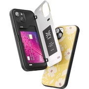 TORU CX HYBRID for iPhone 14 Plus Wallet Case | Dual Layer Slim Protective Hard Cover with Hidden 2-Credit Card Slot Holder - Floral Pattern