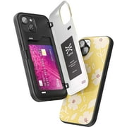 TORU CX HYBRID for iPhone 14 Wallet Case | Dual Layer Slim Protective Hard Cover with Hidden 2-Credit Card Slot Holder - Floral Pattern