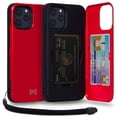 thumbnail image 1 of TORU CX PRO Case for iPhone 12 Pro Max, with Card Holder | Slim Protective Shockproof Cover with Hidden Credit Cards Wallet Flip Slot Compartment Kickstand | Include Mirror and Wrist Strap - Red, 1 of 6