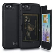 TORU CX PRO Wallet Case for iPhone SE 2022/2020/8/7, Slim Shockproof Cover with Card Holder, Kickstand - Black