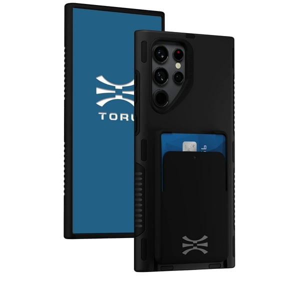 TORU CX PRO for Galaxy S22 Ultra Slim Hard Wallet Case | Detachable Sliding Card Holder for 3 Cards | Dual Layer Protective Shockproof Cover for Wireless Charging - Black