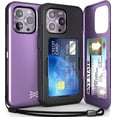 thumbnail image 1 of TORU CX SLIM for iPhone 14 Pro Max Case Wallet | Protective Shockproof Heavy Duty Cover with Hidden Card Holder & Card Slot | Mirror & Wrist Strap Included - Purple, 1 of 7