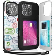 TORU CX SLIM for iPhone 16 Pro Case Wallet | Protective Shockproof Heavy Duty Cover with Hidden Card Holder & Card Slot | Mirror & Wrist Strap Included - Travel Stamps