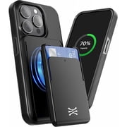 TORU MX PRO for iPhone 15 Pro Slim Hard Wallet Case | Dual Layer Protective Shockproof Cover with Built-in Magnets for MagSafe Compatible | Detachable Sliding Card Holder for 3 Cards - Black