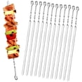 thumbnail image 1 of GIXUSIL 10 Pack Kabob Skewers BBQ Barbecue Skewers Stainless Steel Sticks 15 Inch Heavy Duty Reusable with Nonslip Ring Handle Ideal for Shish Kebab Chicken Shrimp and Vegetables, 1 of 7