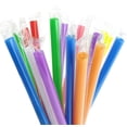 thumbnail image 1 of TORUBIA Milkshake Plastic Straws, Multi Colors Jumbo Smoothie Straws, Lndividual package 100 Pack, for Bubble Tea and Milkshake（Multicolor）, 1 of 8