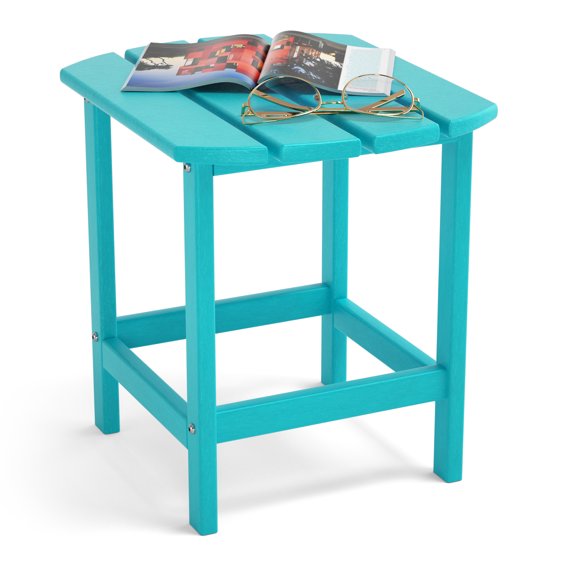 TORVA Adirondack Outdoor Garden Side Table, HDPE Recycled Plastic End Table for Patio, Garden Coffee Table Weather Resistant, Turquoise