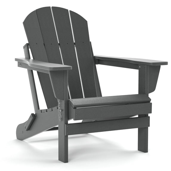 TORVA Folding Adirondack Chair, Fire Pit Chair,Patio Outdoor Chairs All-Weather Proof HDPE Resin for BBQ Beach Deck Garden Lawn Backyard, Gray