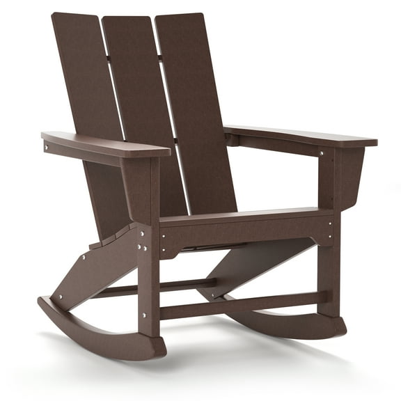 TORVA Patio Adirondack Rocking Chairs All-Weather HDPE Fire Pit Outdoor Porch Rocker, Brown