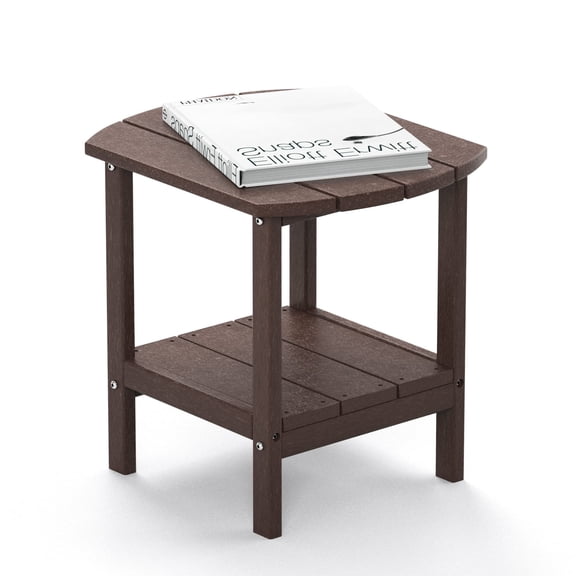 TORVA Patio Adirondack Side Table, Outdoor End Tables All-Weather Resistant HDPE Humidity-Proof Long Time Use for Deck, Lawn,Garden, Porch, Backyard End Table Brown