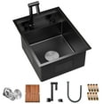 thumbnail image 1 of TORVA RV Kitchen Sink, 16 x 21 x 9 Inch Undermount Bar Sink 16 Gauge Stainless Steel Single Bowl Sink with Faucet Cutting Board, Dark Grey, 1 of 8