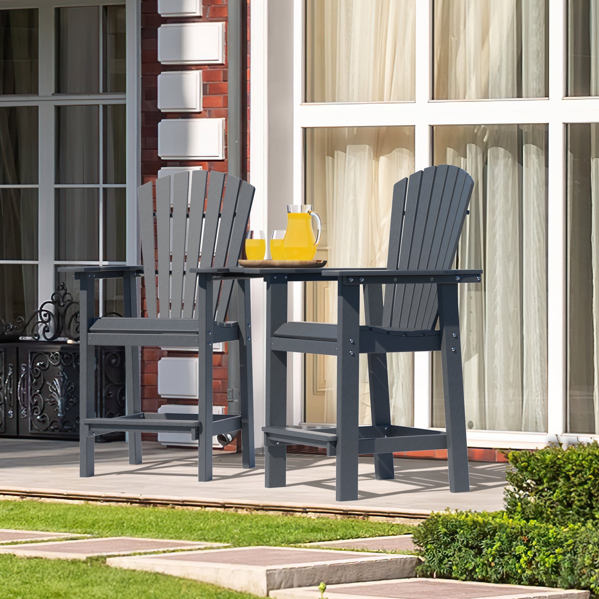 TORVA Tall Adirondack Chairs Set of 2，Outdoor Adirondack Barstools with ...