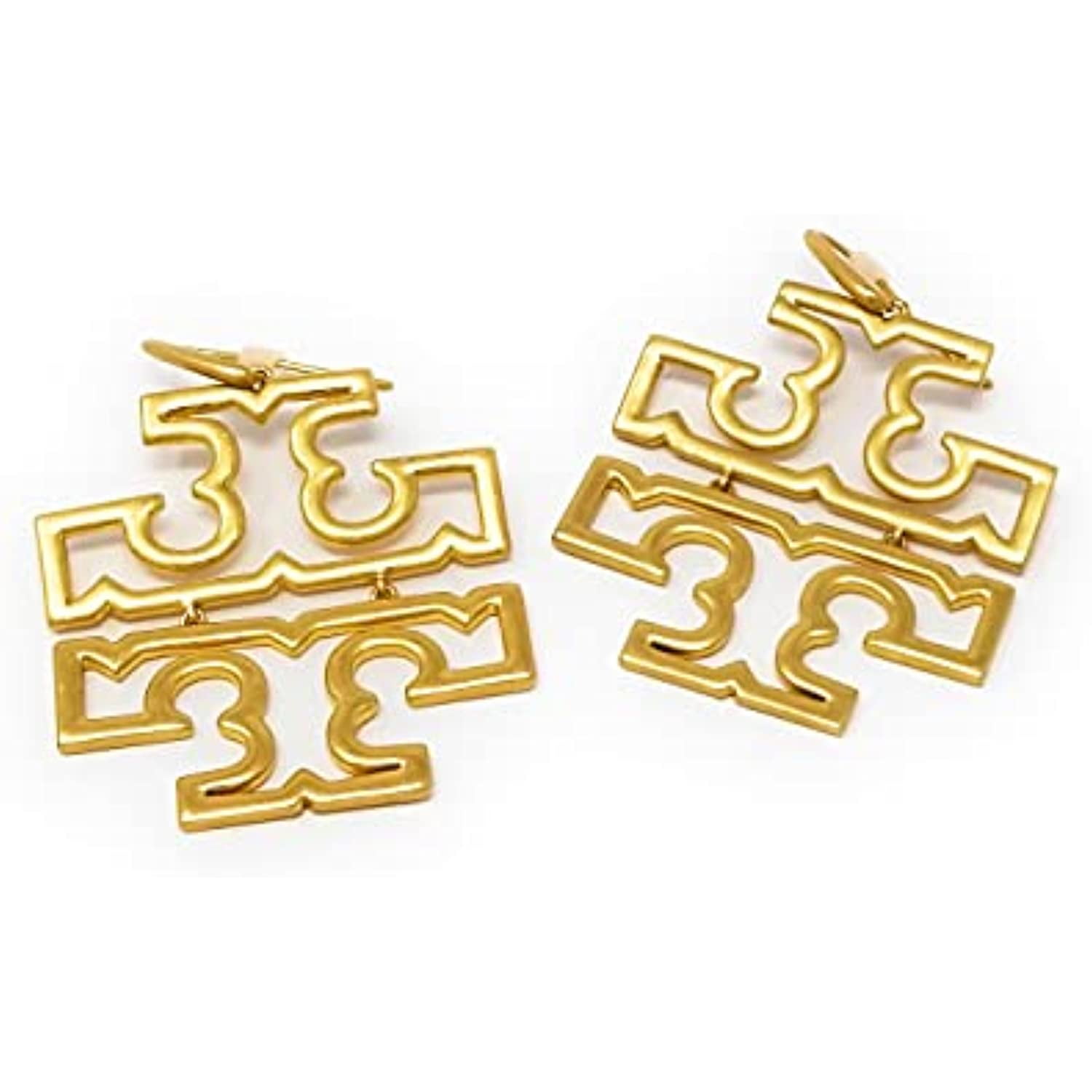 25年★Tory Burch Britten Small Logo Drop Earring 158101 TORY BURCH BRITTEN GOLD TONE LOGO WOMEN'S DROP EARRINGS