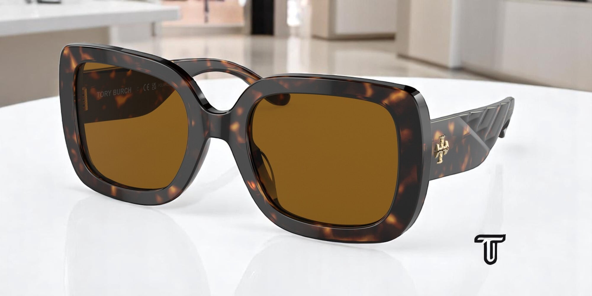 Tory Burch Sunglasses Women\'s Square TY7179U 172883 Dark Tortoise Polarized 54mm Tory Burch TY7179U Sunglasses | LensCrafters main image 2