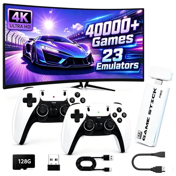 TORYTALE Gaming Stick, 4K HDMI Output, Dual 2.4G Controllers, Plug-and-Play Video Game System for Family TV Parties